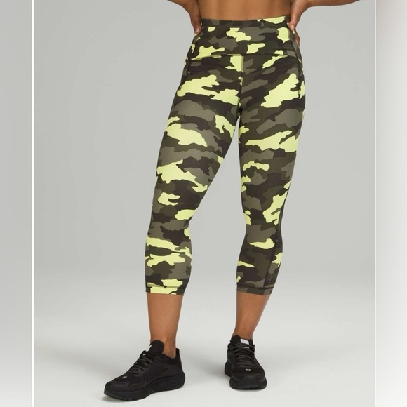 Lululemon Crispin Green Multi Camo Swift Speed High Rise Crop 21” Legging Tight - Picture 2 of 15
